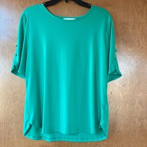 Liz Claiborne Emerald Green Button-Sleeve Top